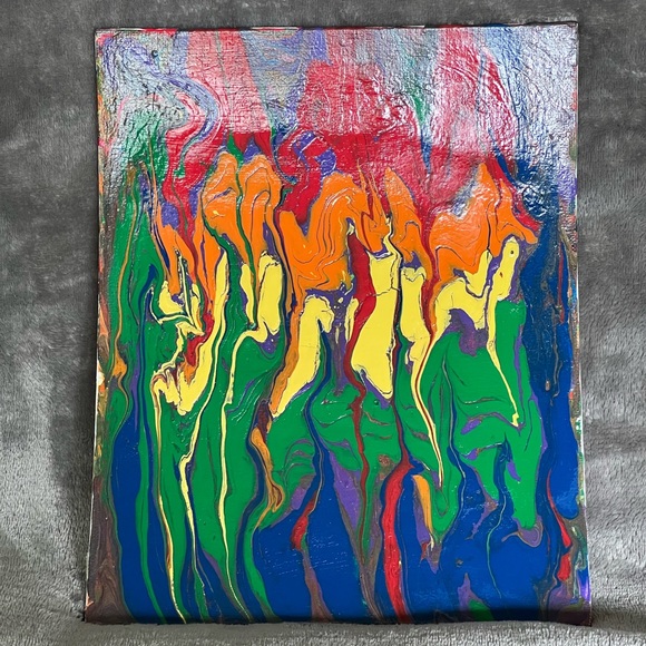 Rainbow paint pour in honor of PRIDE - 8” x 10” canvas board - Picture 5 of 6